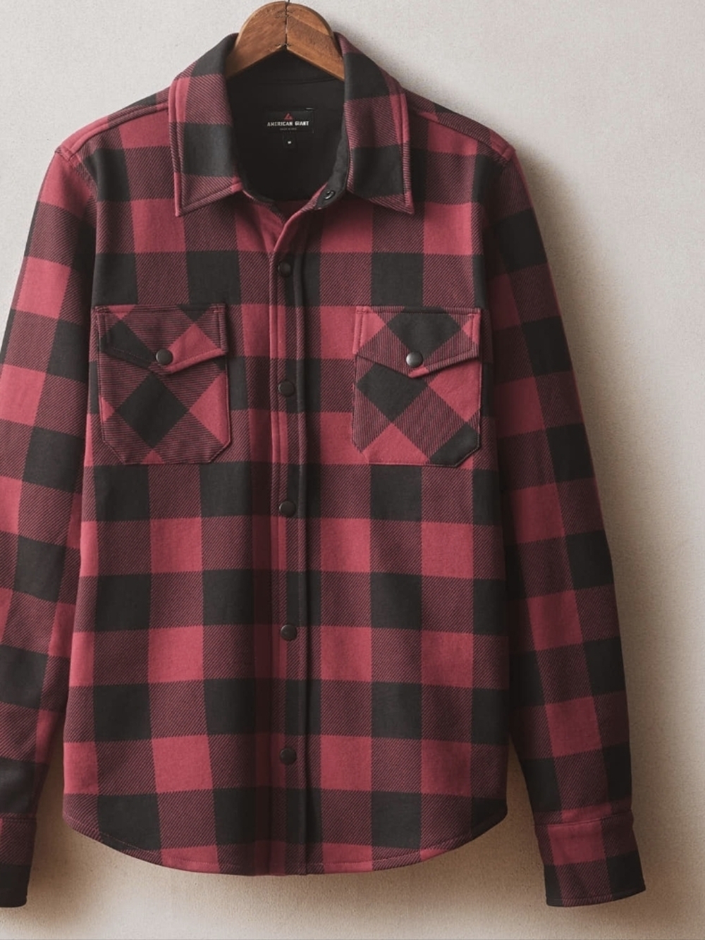 American Giant Unisex XXS Red & Black Buffalo Plaid Flannel Shirt Jacket